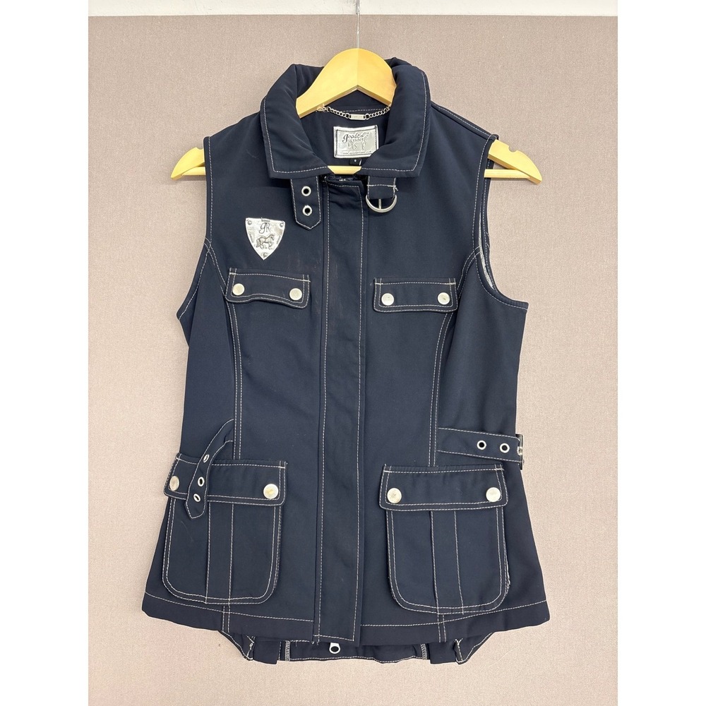 Goode Rider Navy Blue Fleece Lined Equestrian Softshell Vest Womens Small 16074